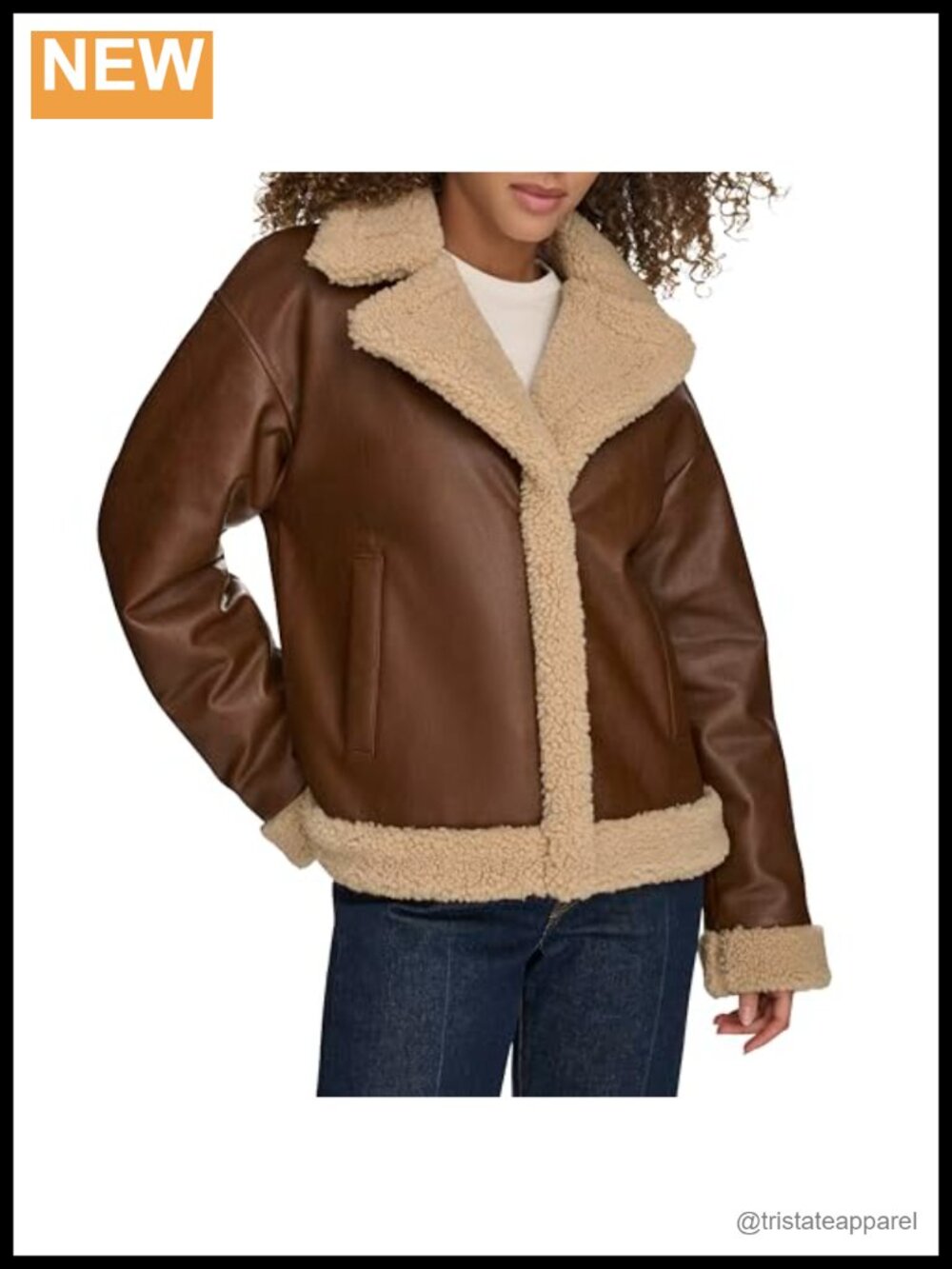 Faux Leather Sherpa Lined Moto Jacket Women Long Sleeve Zipper